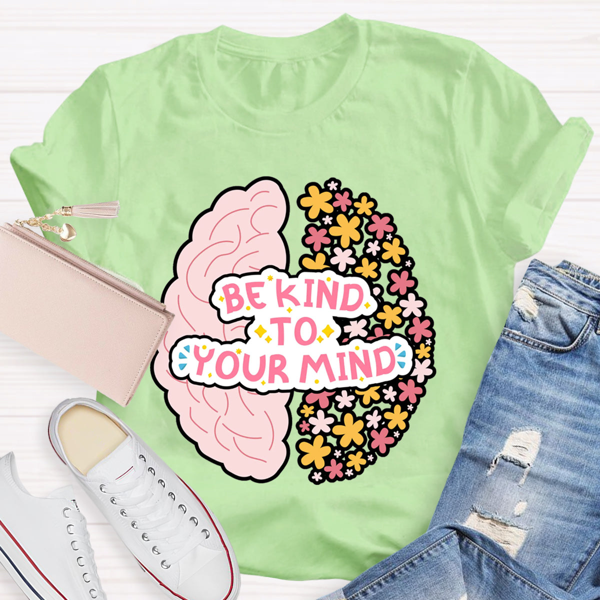 Be Kind To Your Mind Floral Brain T-Shirt