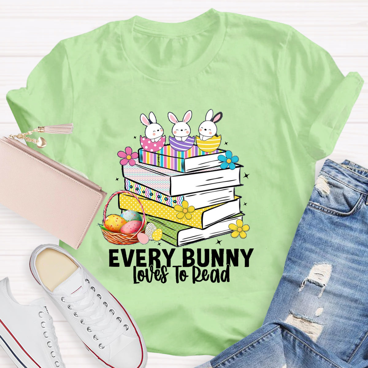 Every Bunny Loves To Read Teacher T-Shirt