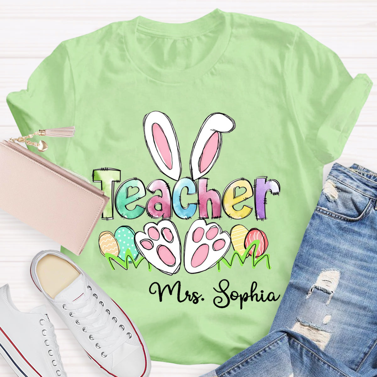 Personalized Name Easter Teacher T-Shirt