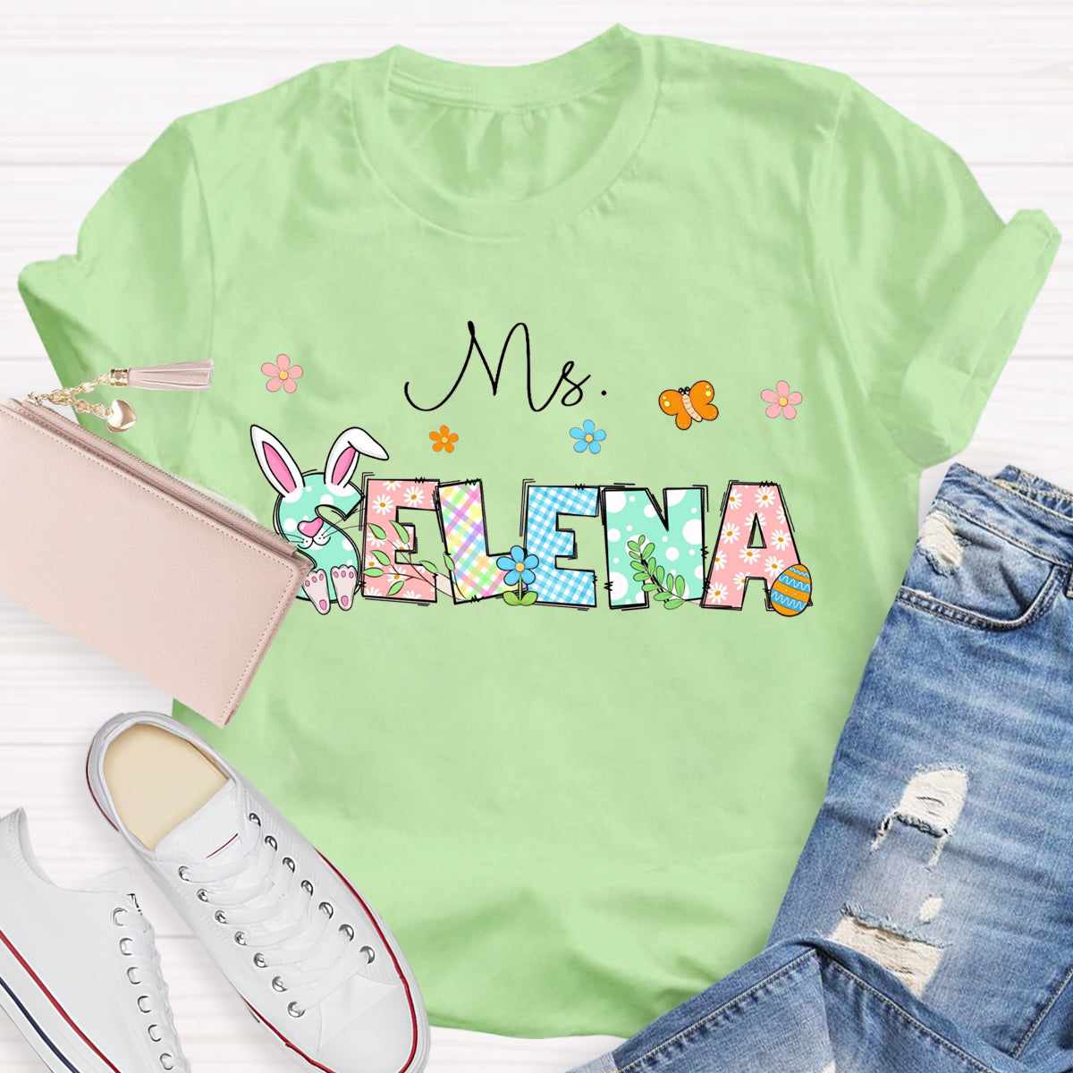 Personalized Name Easter Day Bunny T-Shirt