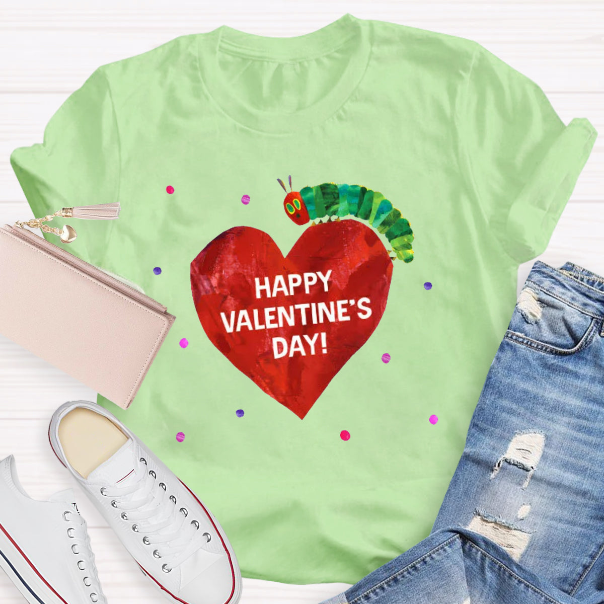 Happy Valentine's Day Caterpillar Heart T-Shirt