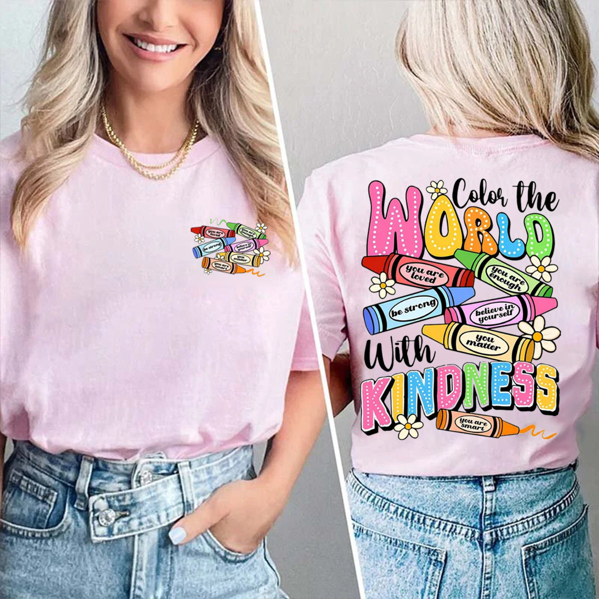 Color The World With Kindness Double Printed T-shirt