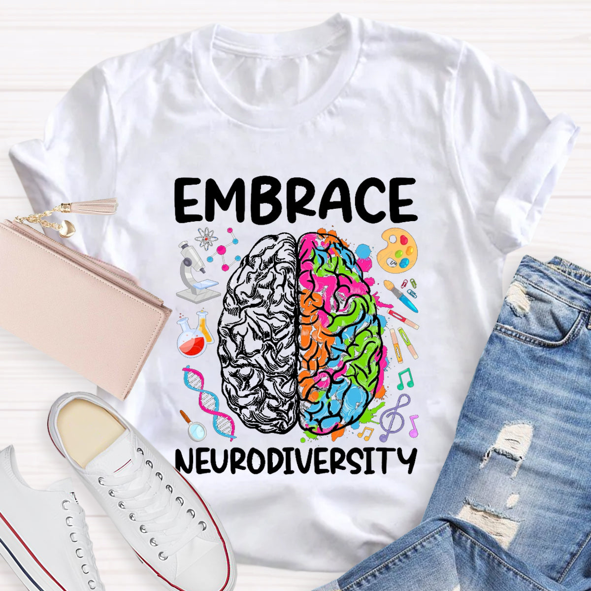 Embrace Neurodiversity Brain Teacher T-Shirt