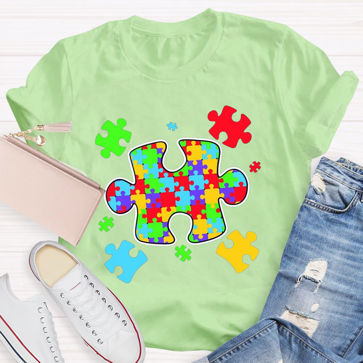 Special Education Colorful Puzzle T-Shirt