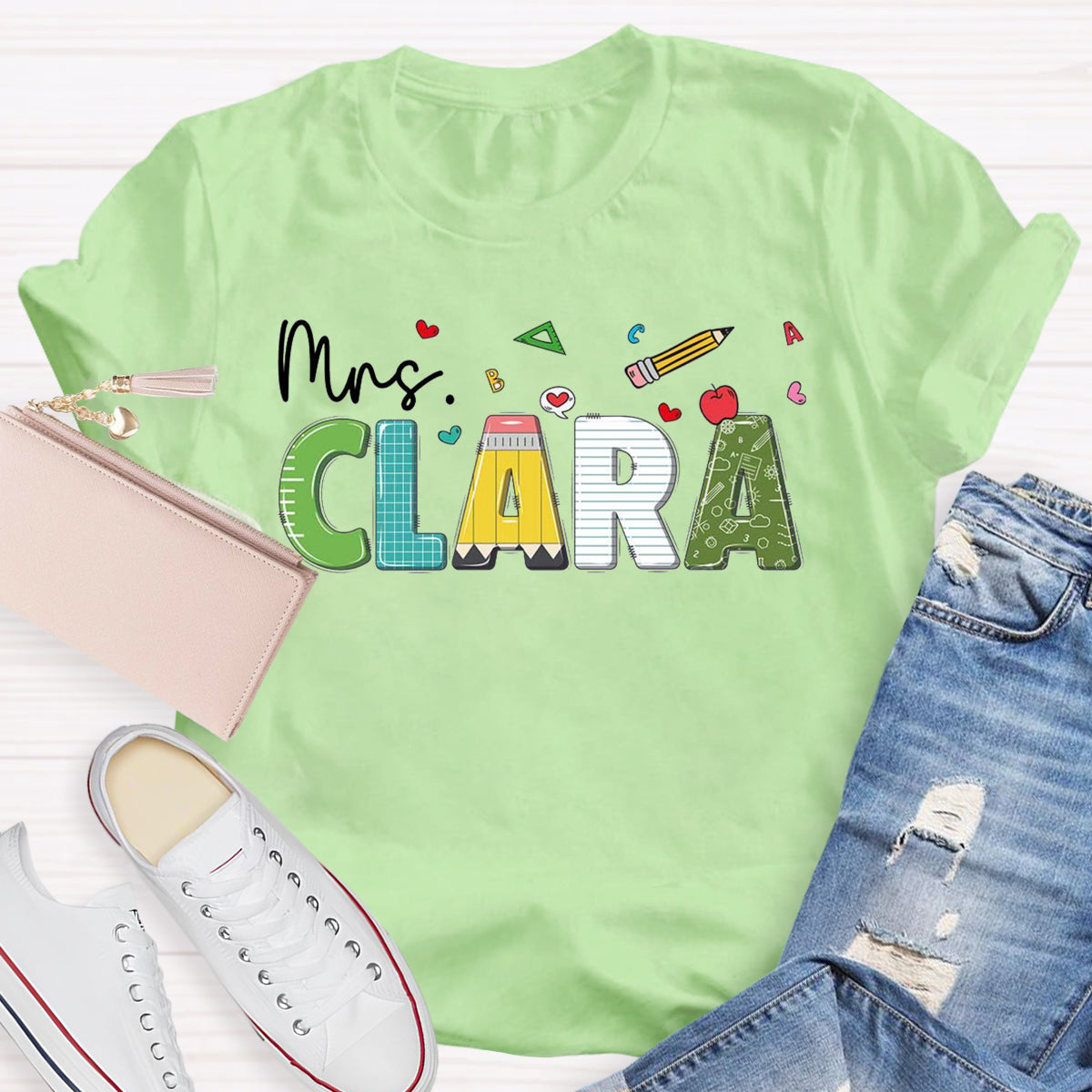 Personalized Name Mrs Clara Teacher T-Shirt