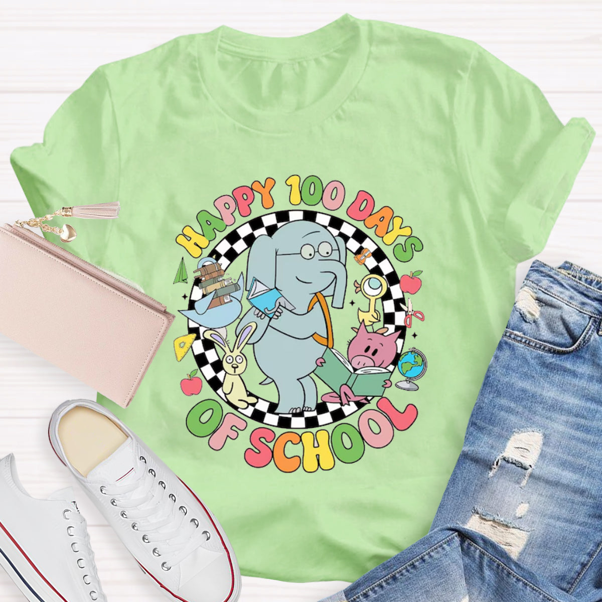 Happy 100 Days of School Elephant And Piggie Teacher T-Shirt