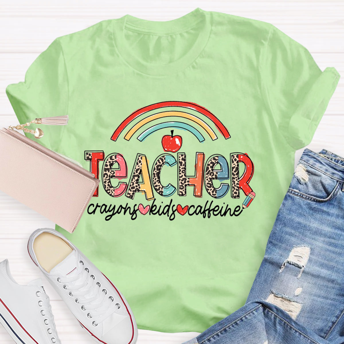 Teacher Crayons Kids Caffeine T-Shirt