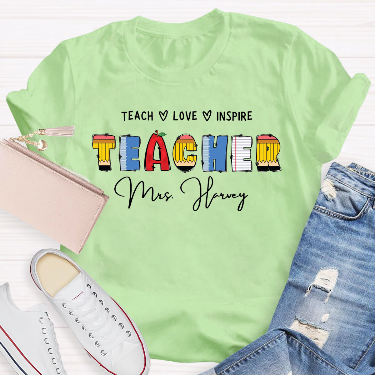 Personalized Name Teach Love Inspire T-Shirt