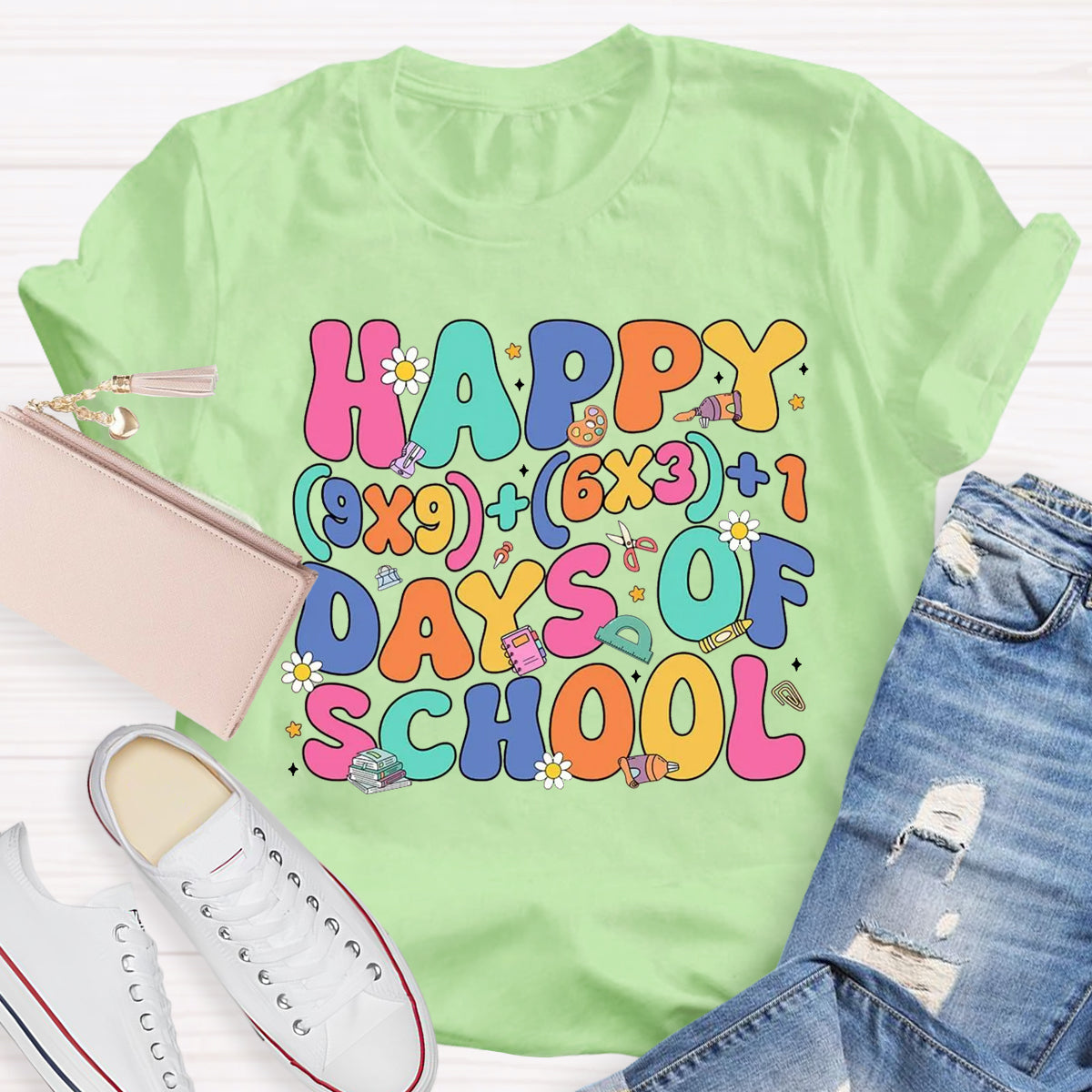 Happy 100 Days Of School Math Teacher T-Shirt