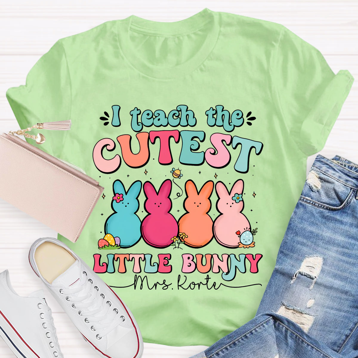 Personalized Name I Teach The Cutest Little Bunnies T-Shirt