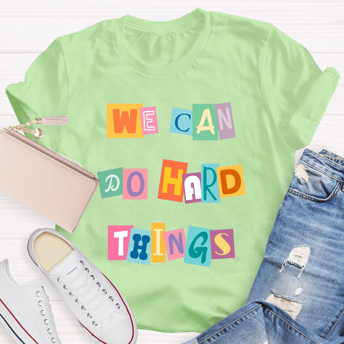 We Can Do Hard Things Color Blocks T-Shirt