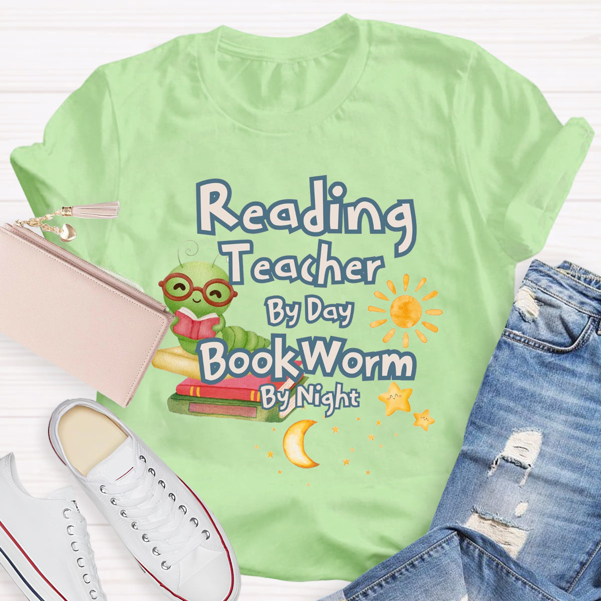 Reading Teacher By Day Bookworm By Night T-Shirt