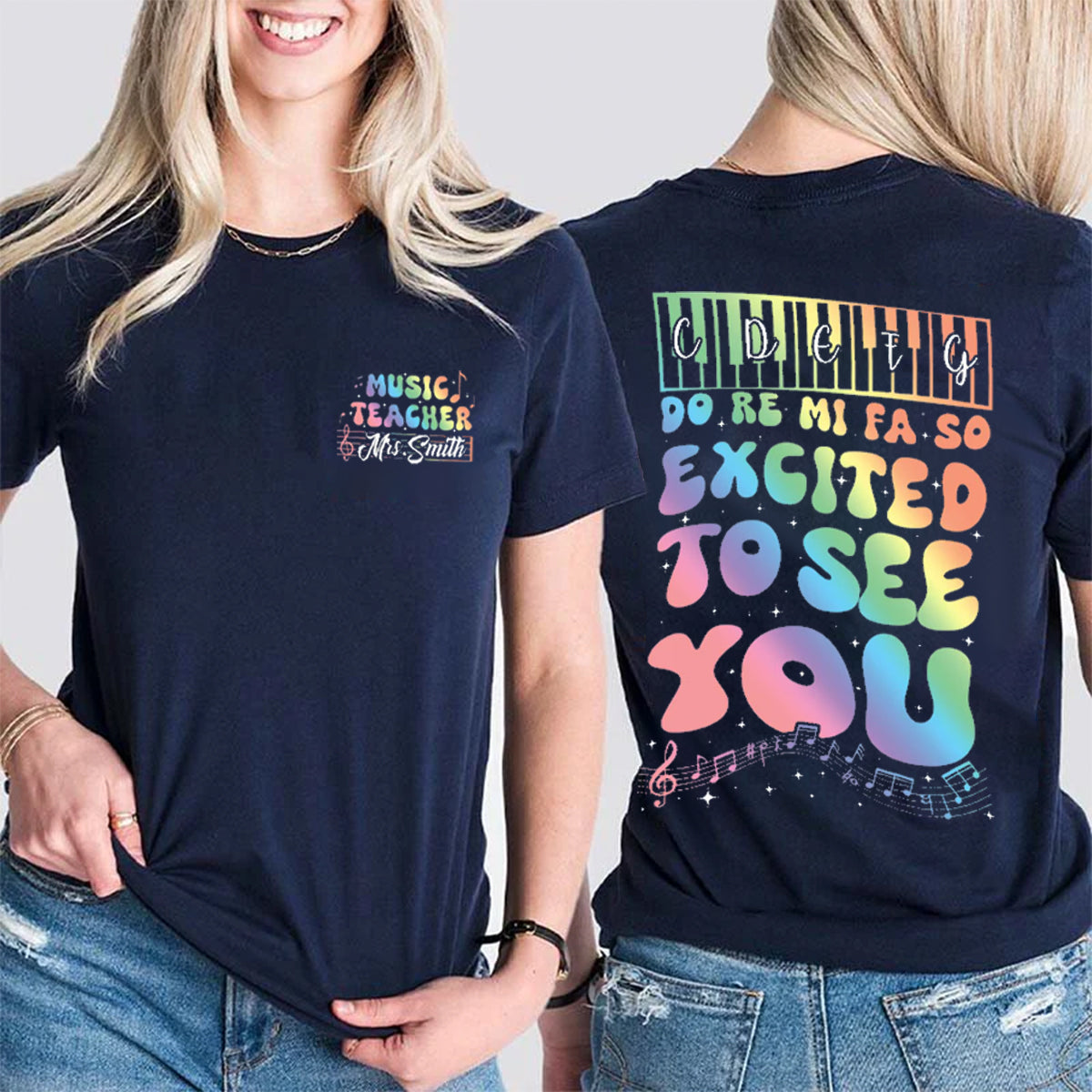 Personalized Name Excited To See You Double Printed T-shirt