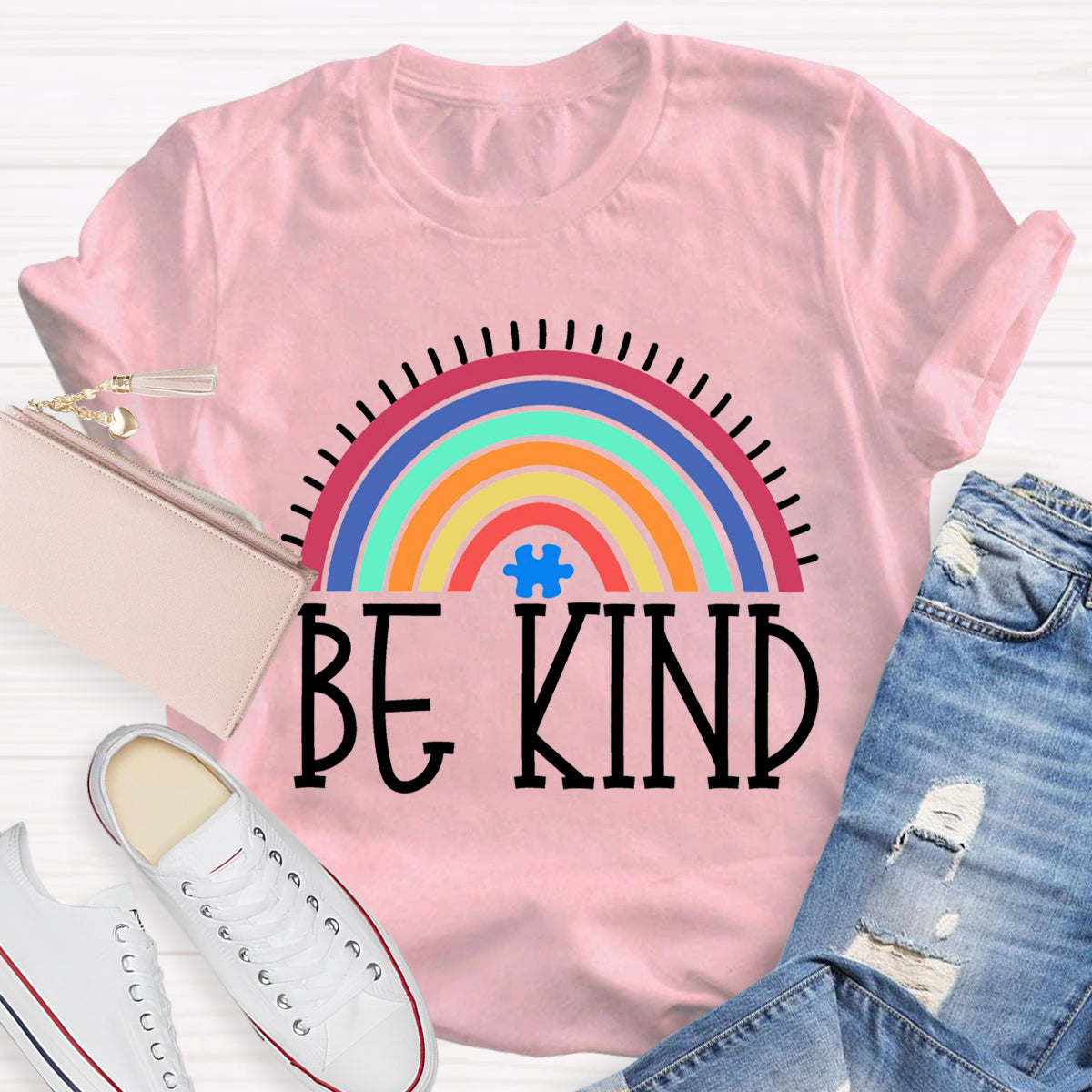 Be Kind Rainbow Teacher T-Shirt