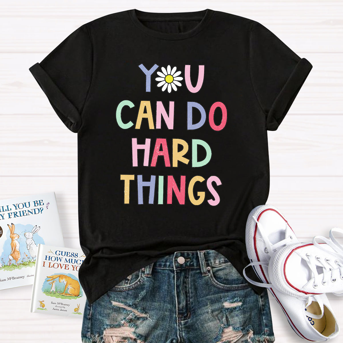 Floral You Can Do Hard Things T-shirt