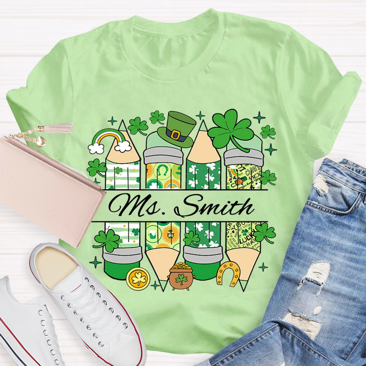 Personalized Name St. Patricks Day Teacher T-Shirt