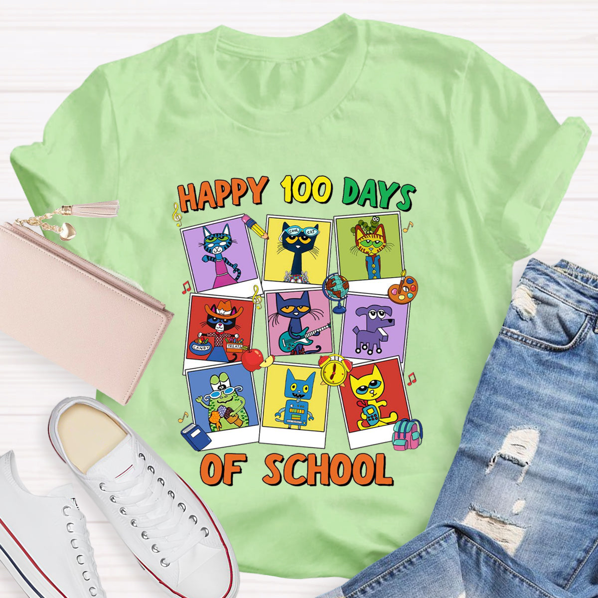 Pete The Cat Happy 100 Day Of School T-Shirt