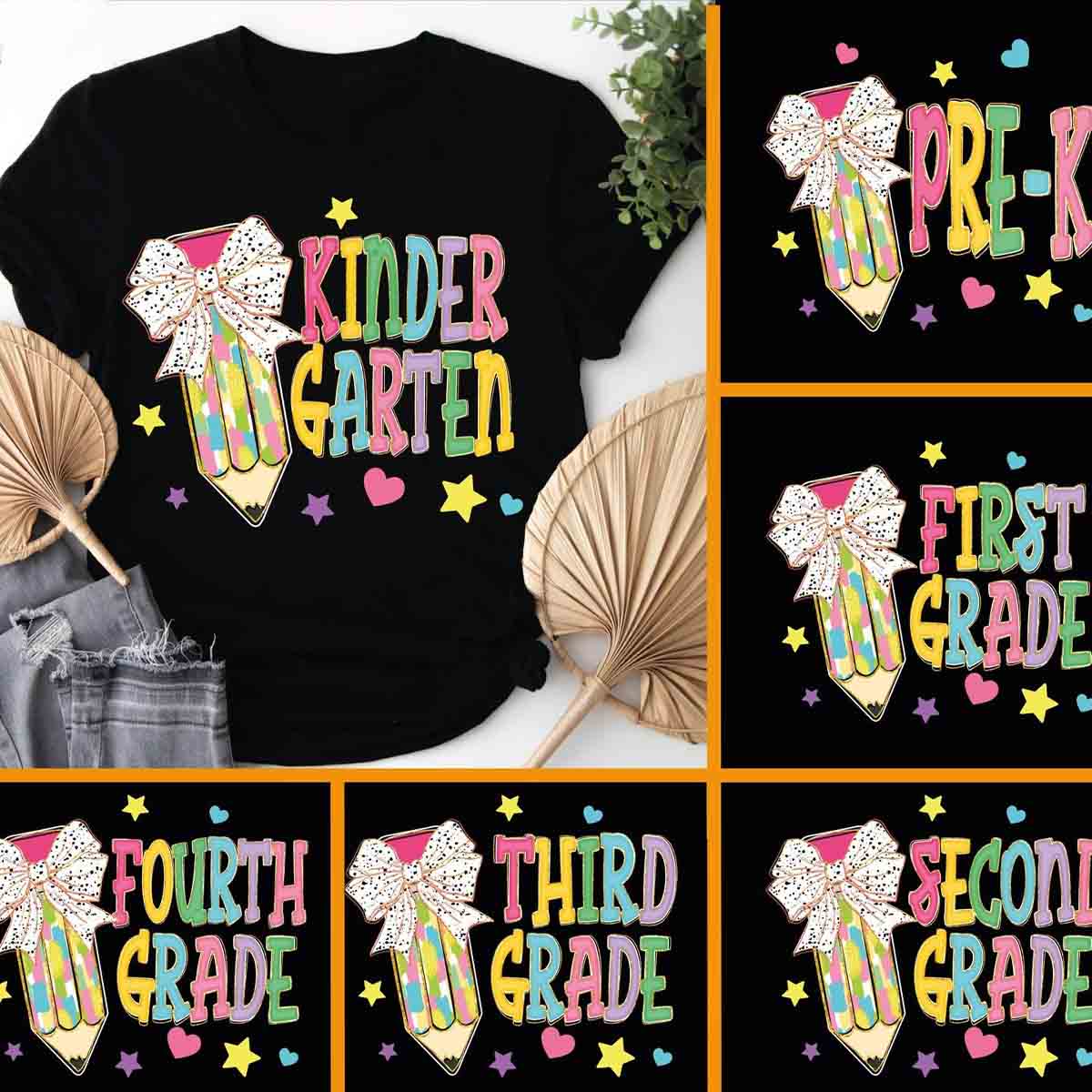 Personalize Grade Polka Dot Bow Colored Pencils T-shirt