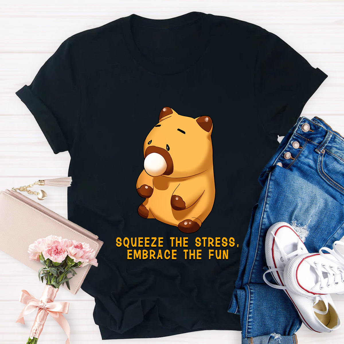 Squeeze The Stress, Embrace The Fun Capybara T-Shirt