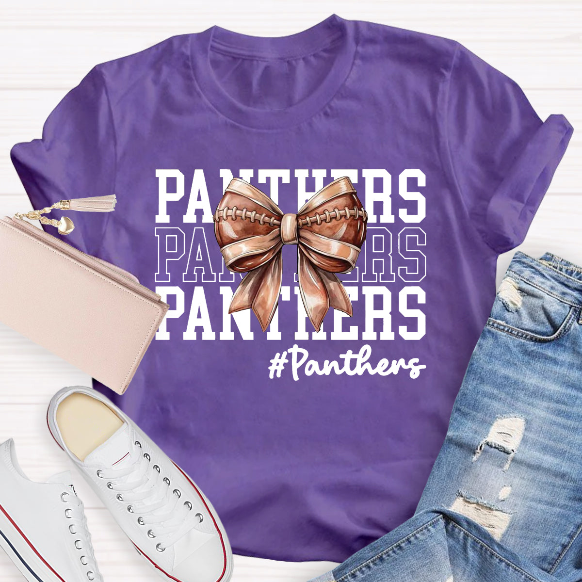 Cheer Mascot  Panthers Bow T-Shirt