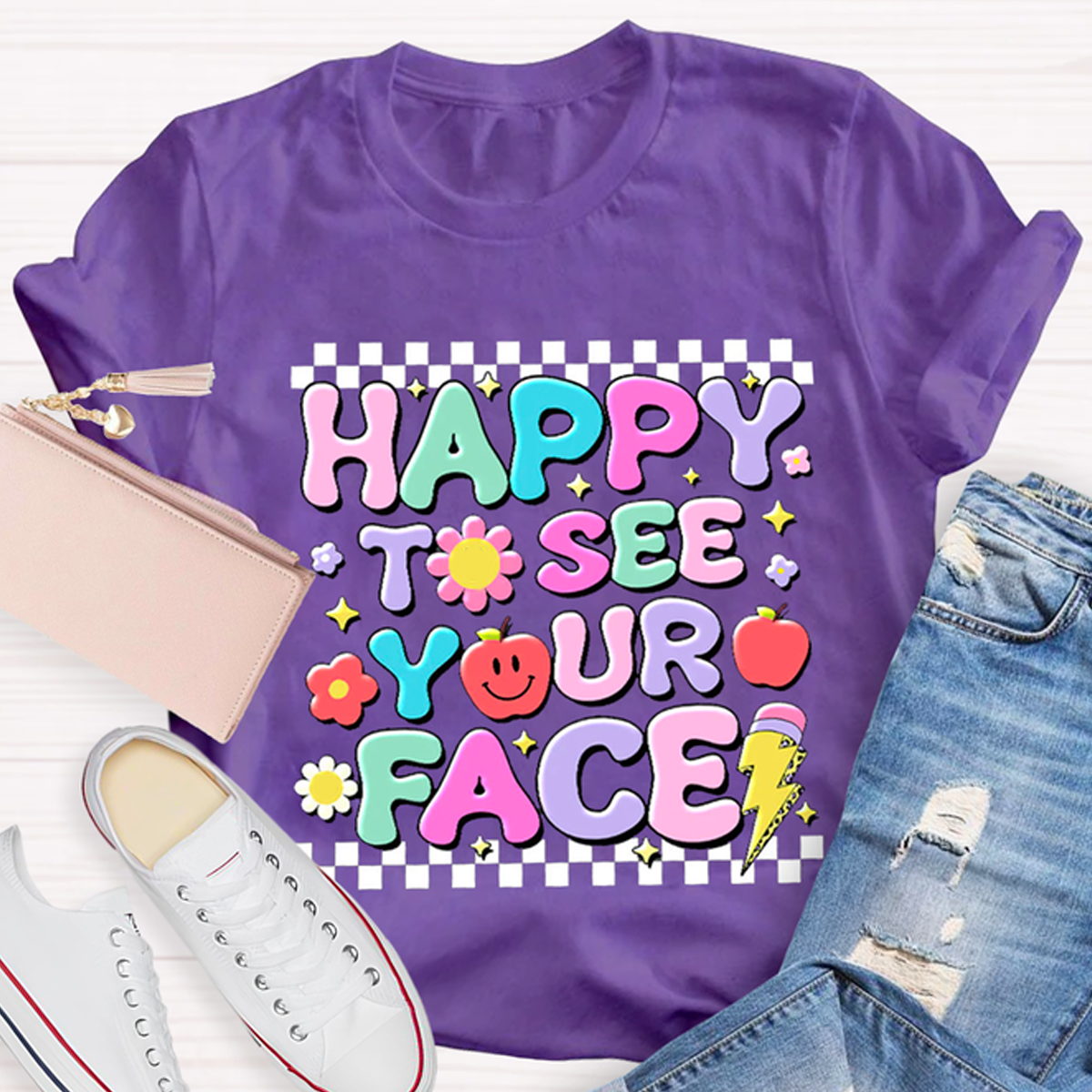 Back To School Cute Happy To See Your Face Teacher T-Shirt