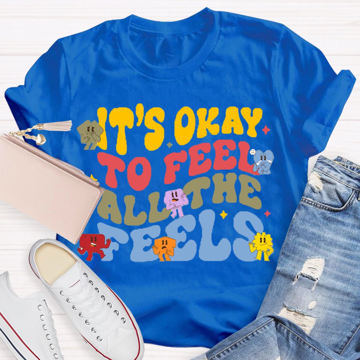 It's Okay To Feel All The Feels Mental Health Psychologist Shirt