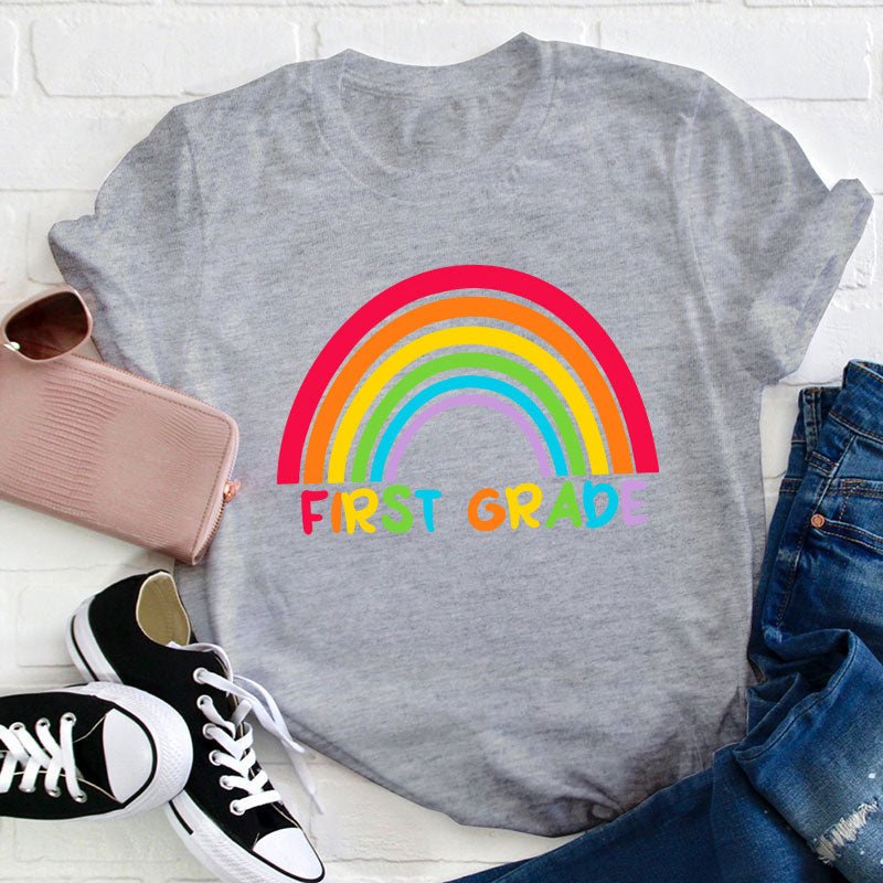 Personalized Grade Rainbow Teacher T-Shirt