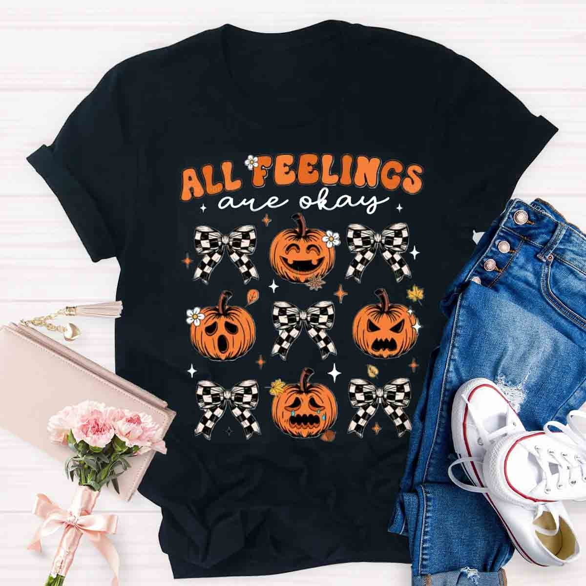 All Feelings Are Okay School Psych Ghost Pumpkin Shirt