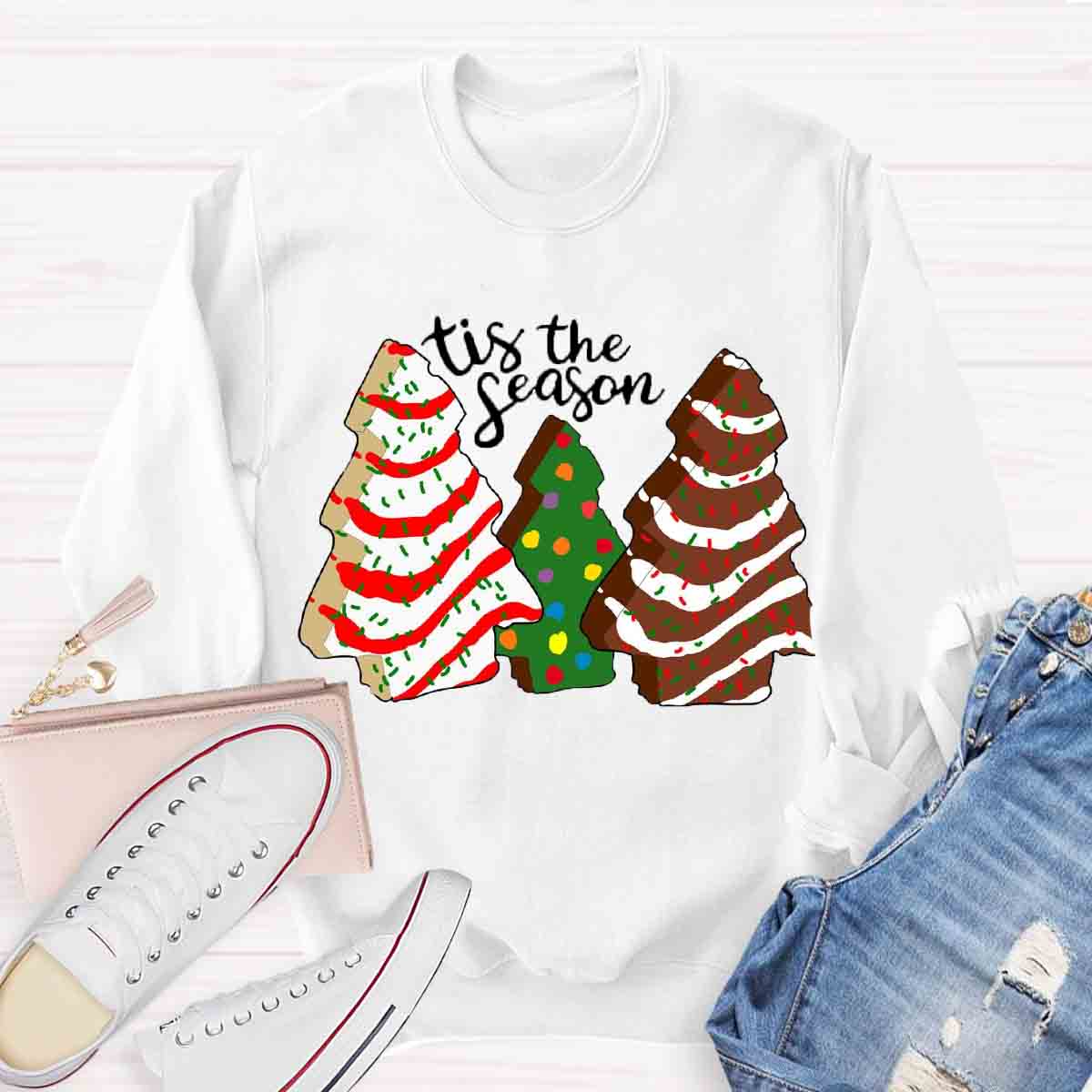 Tis the Season Christmas Tree Cakes Sweatshirt