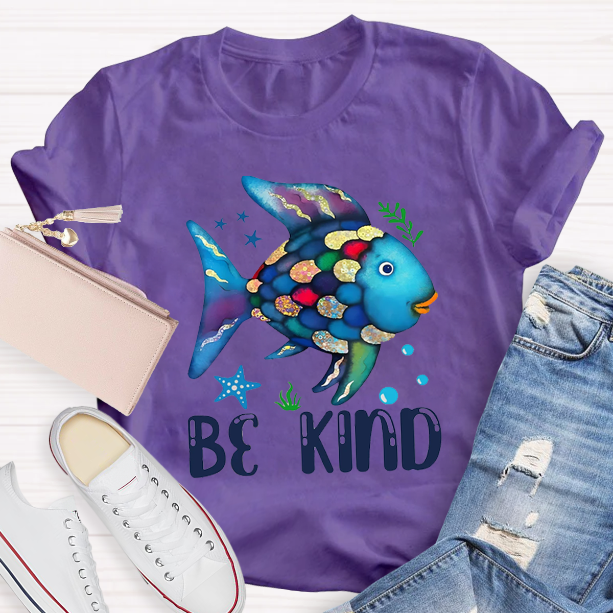 Be Kind Colorful Fish Swimming T-Shirt