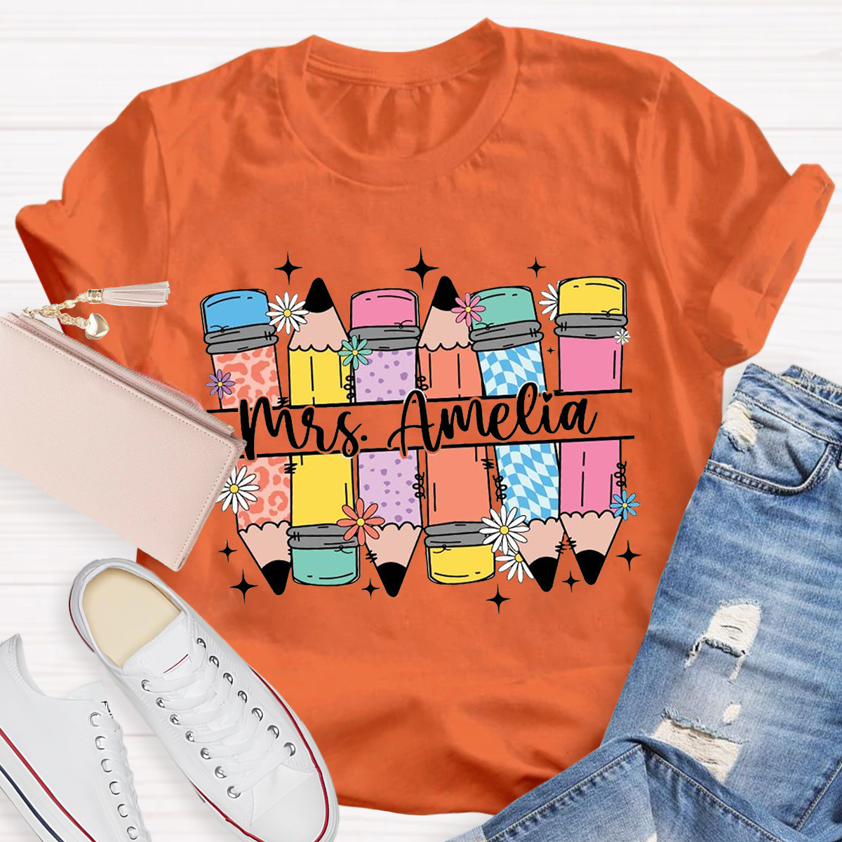 Personalized Name Pencil Design T-Shirt