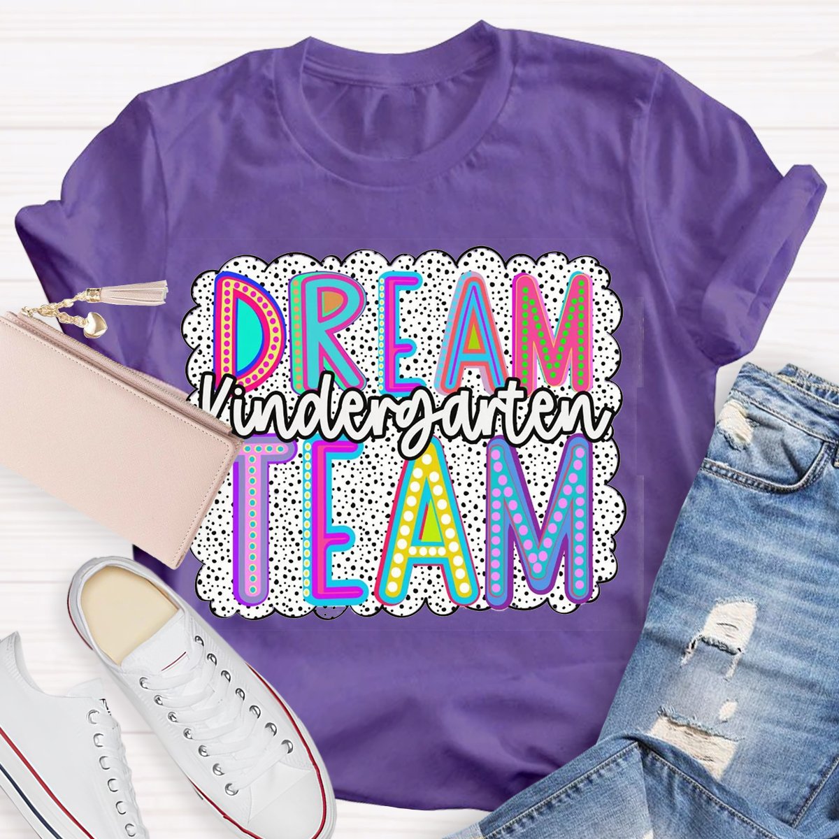 Personalized Grade Dream Team Dalmatian Dots Teacher Shirt