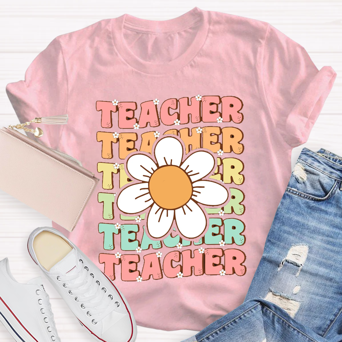 Retro Floral Teacher Shirt