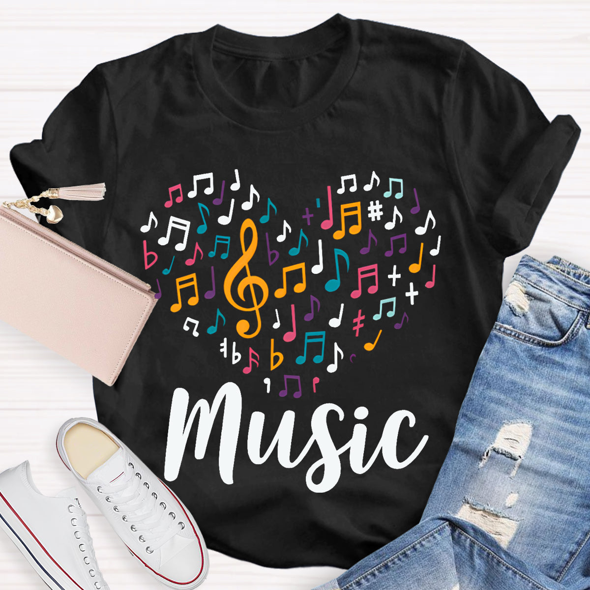 Colorful Music Symbols Music Teacher T-shirt