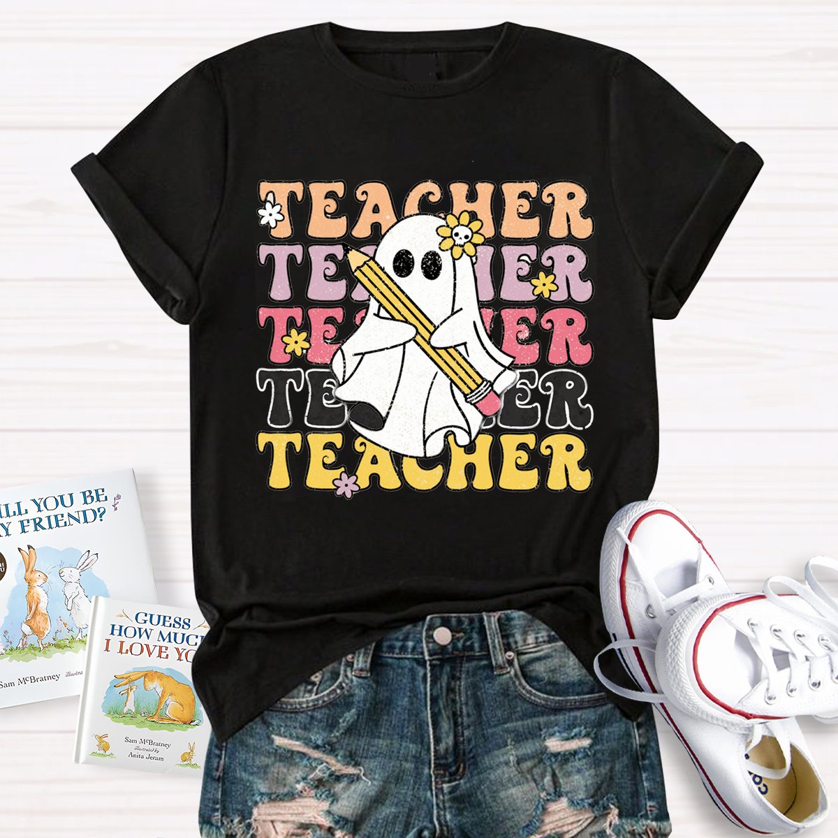 Halloween Spooky Cute Ghost Teacher Shirt