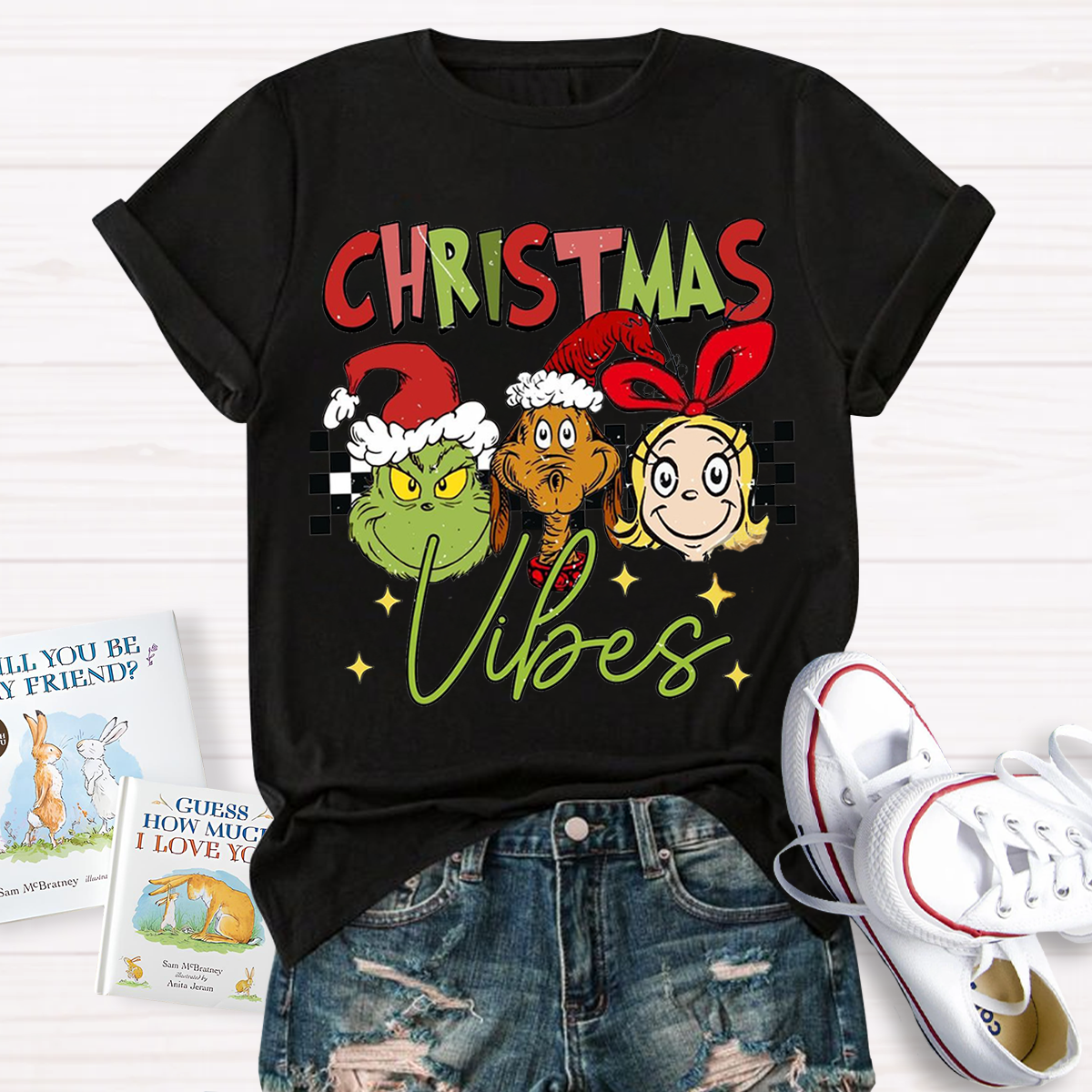 Christmas Vibes Cute Teacher T-Shirt