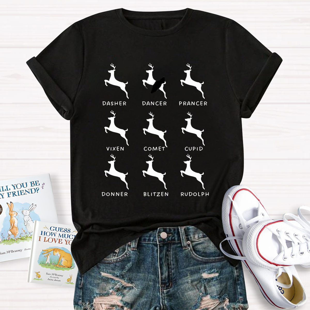 Dancing Reindeer Teacher T-Shirt