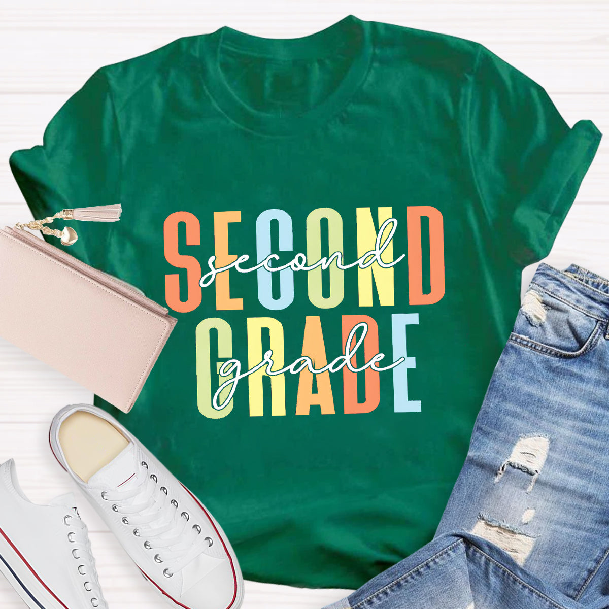 Personalized Grade Colored Letters T-shirt