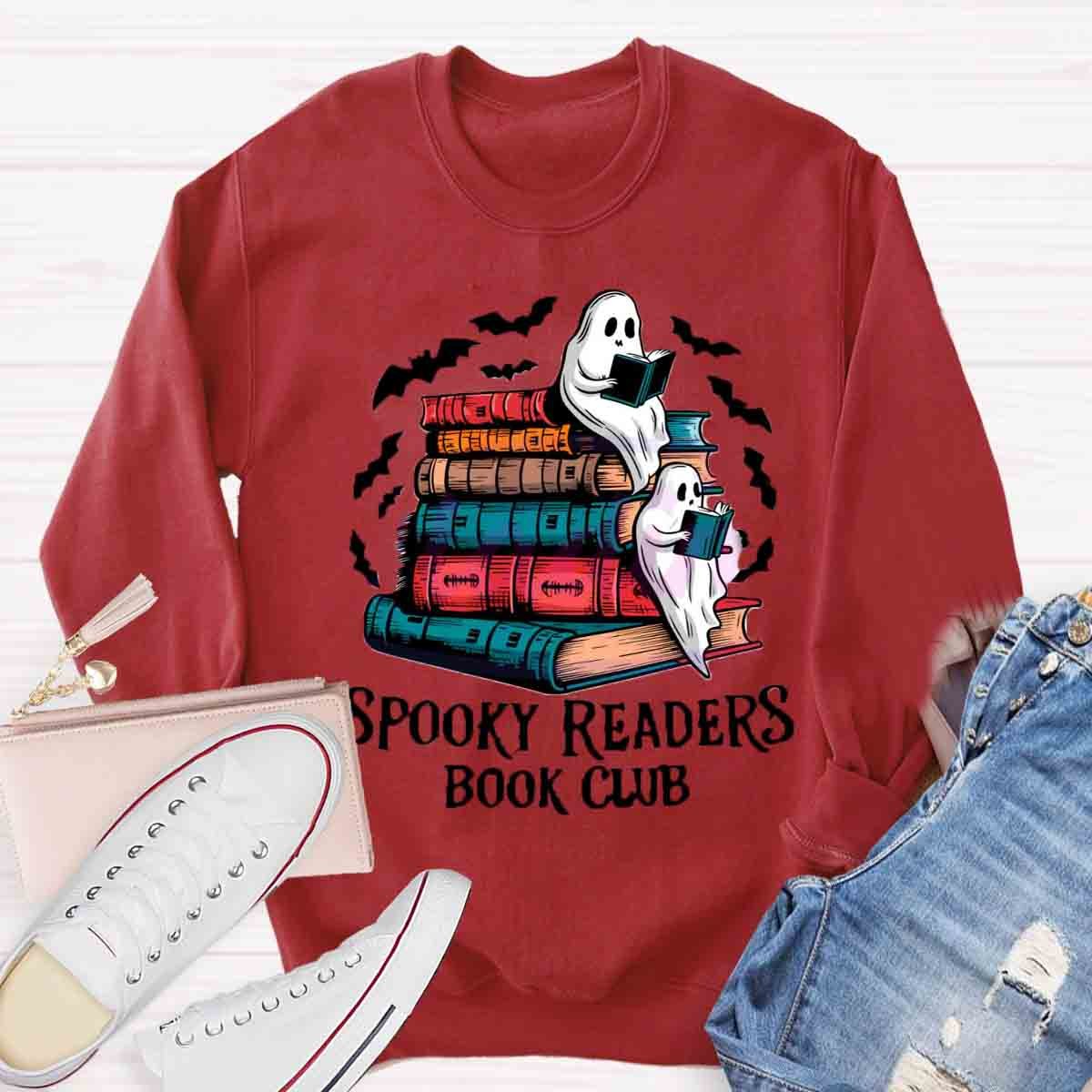 Funny Bookish Ghost Spooky Readers Book Club Halloween Sweatshirt