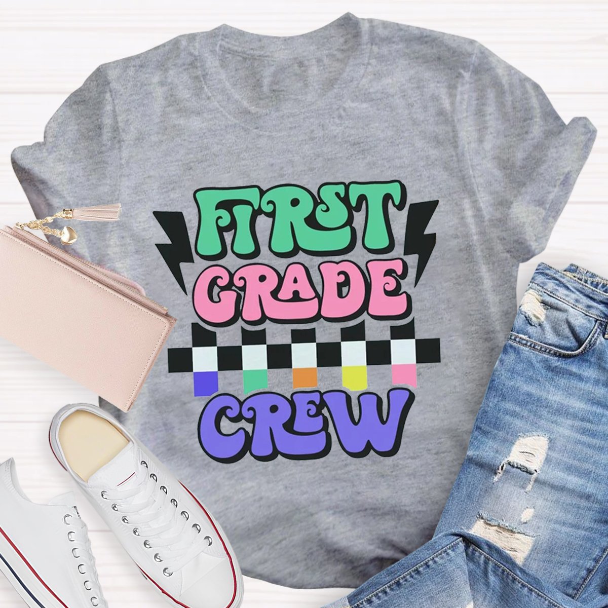 Personalized First Grade Crew Teacher Shirt