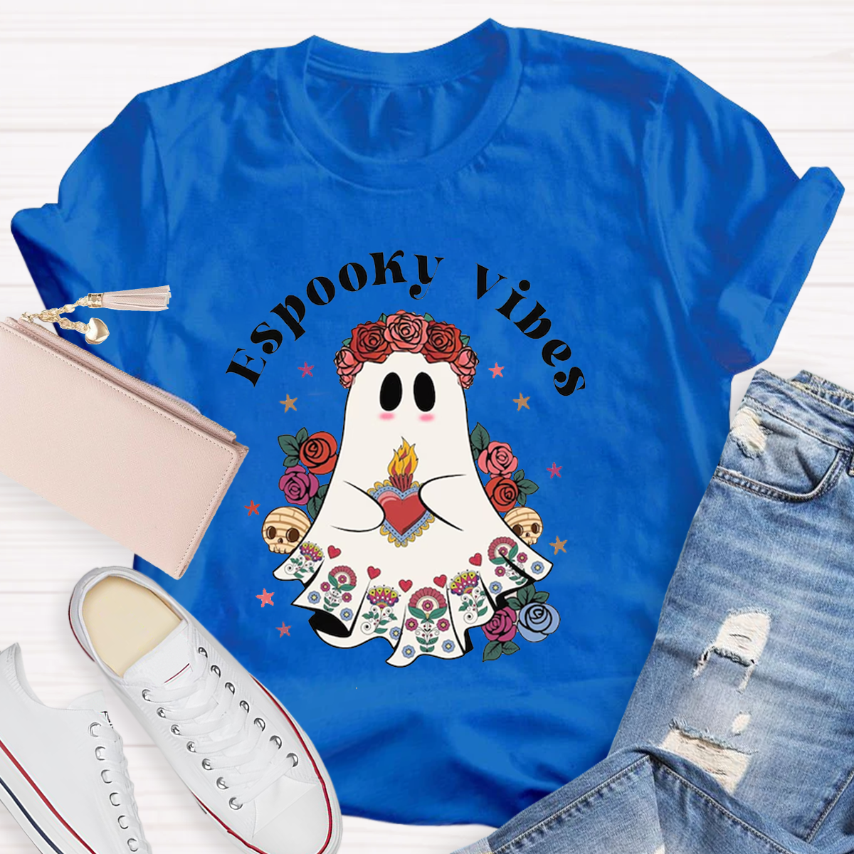 Espooky Vibes Mexican Ghost Halloween T-Shirt