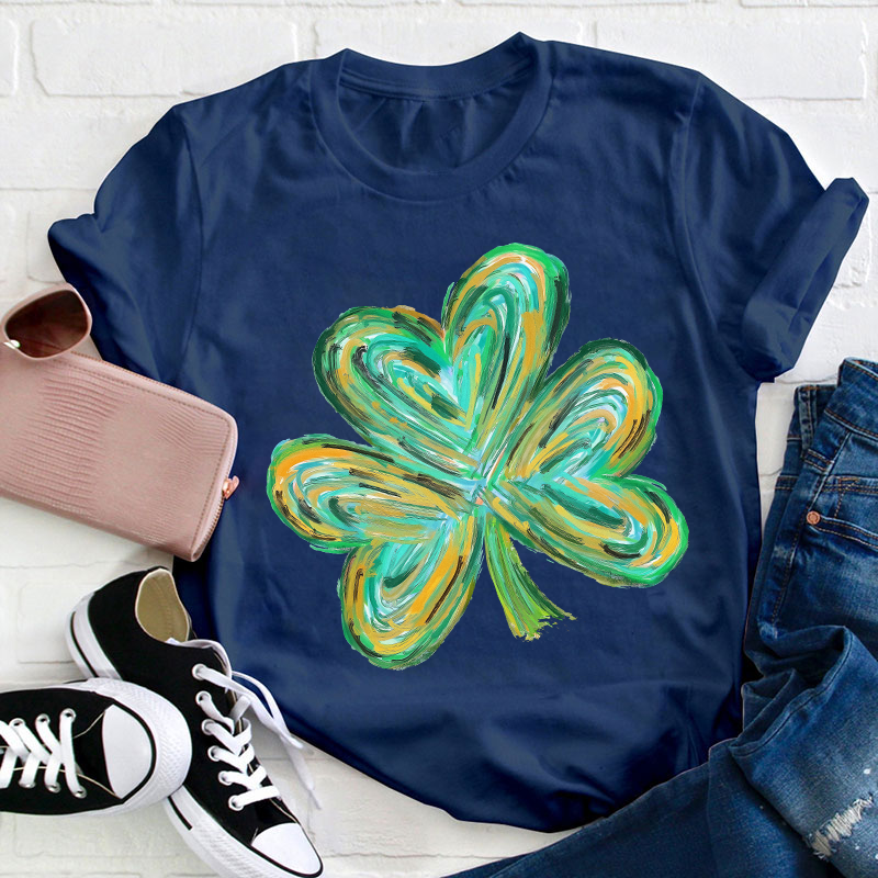 Colorful Clover St Patrick's Day Teacher T-Shirt