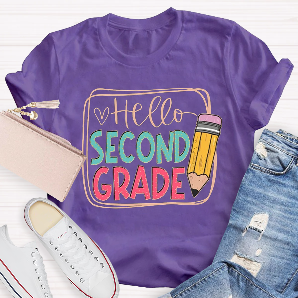 Personalized Grade Hello Second Back To School T-Shirt