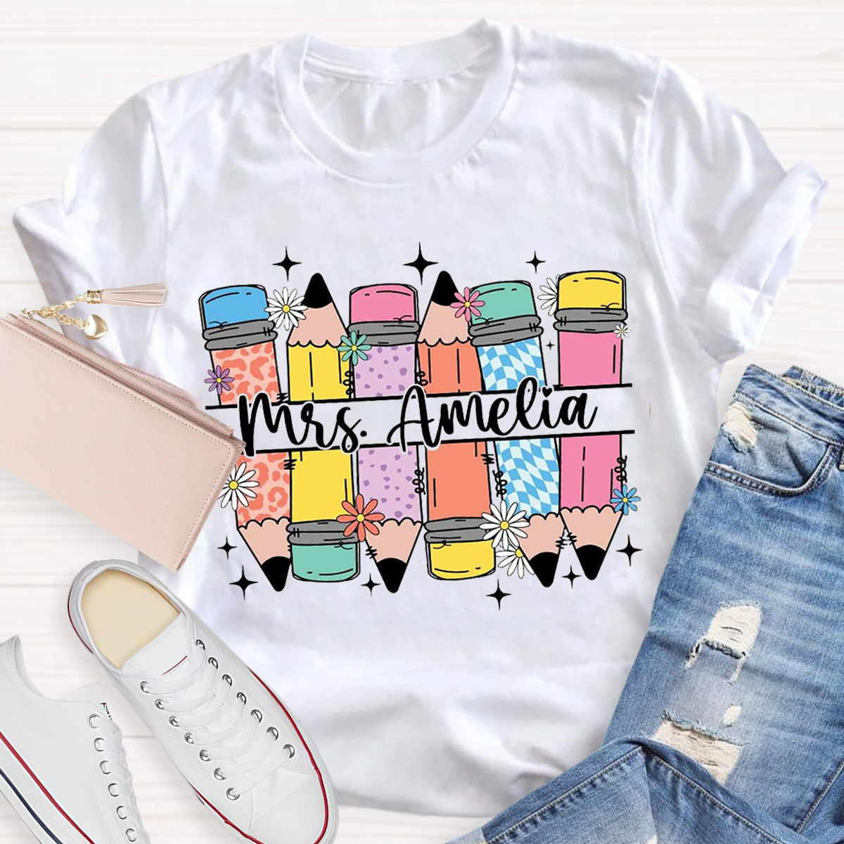 Personalized Name Pencil Design T-Shirt