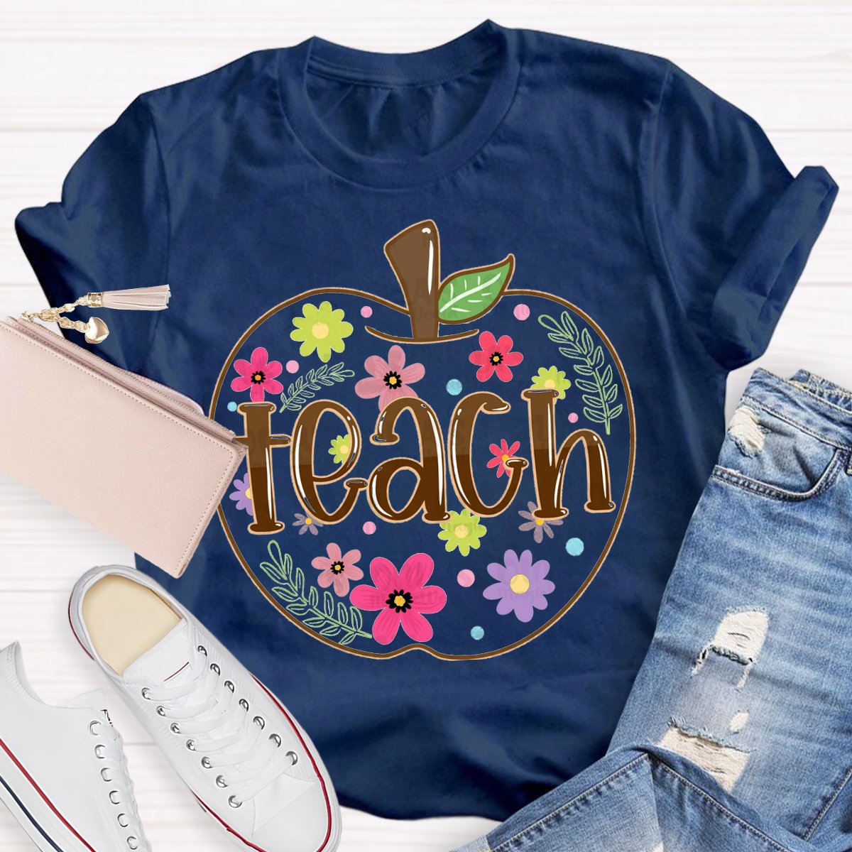 Apple Flowers Teachers T-Shirt