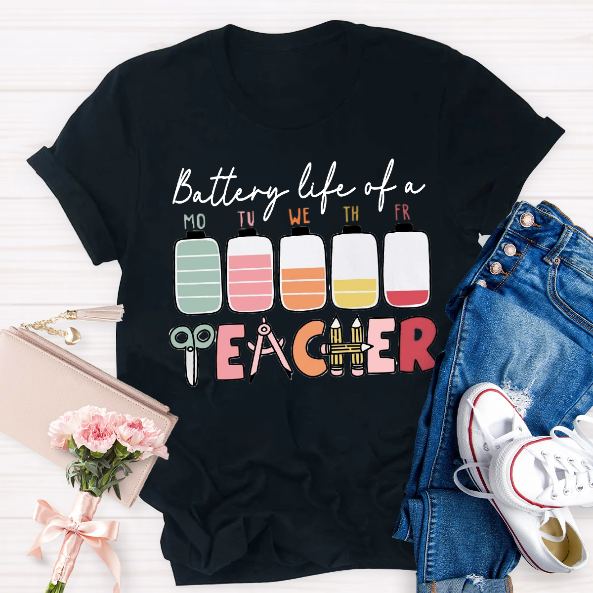 Battery Life Of A Teacher T-Shirt