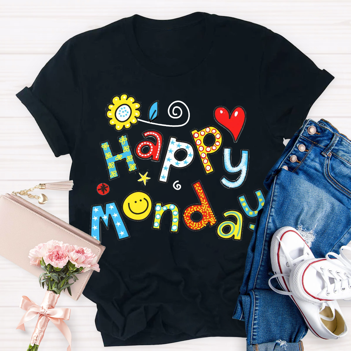 Personalized Day of the Week Happy Monday Funny Design T-Shirt