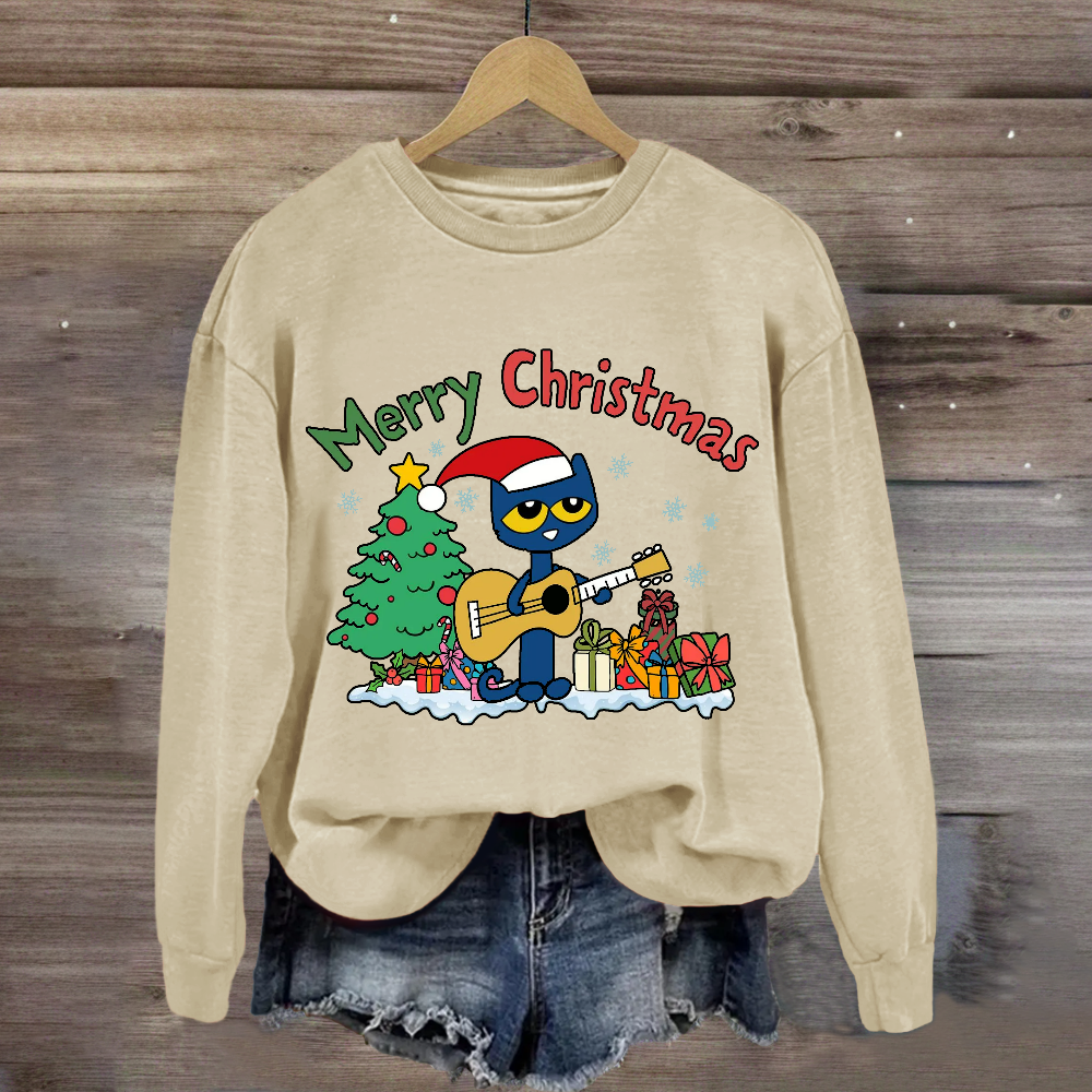 Merry Christmas Pete Groovy Cat Sweatshirt