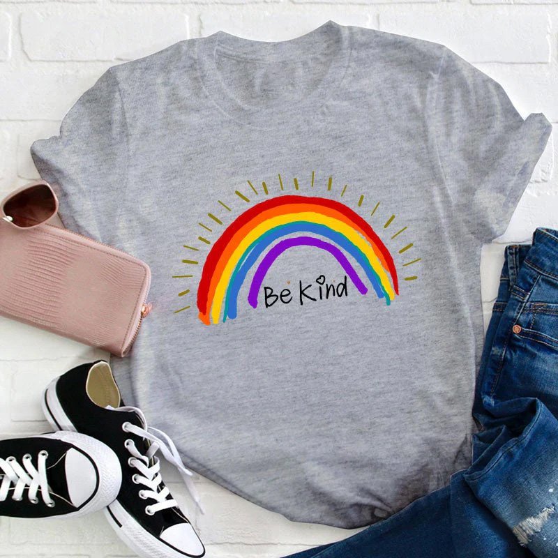 Be Kind Rainbow Stripe  T-Shirt