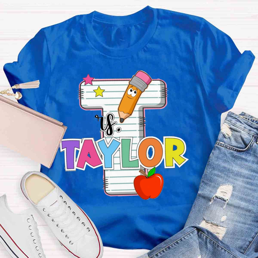 Personalized Teachers Initials Name T-shirt